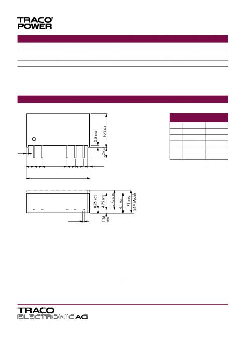 1 W, 10.8 -13.2 VDC Vin,1pin+2pin-/ Double Output,5pin-12 Vdc0.04 A |pin 7+12 Vdc0.04 A /6 no pin - Tuotekuva