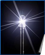 Superkirkas valkoinen led, 5mm. Värisävy melko neutraali. Noin 15000 mcd. Valmistaja: Agilent. - Tuotekuva
