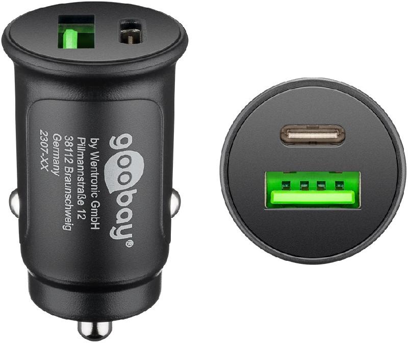 USB-autolaturi. Ulostulot USB- A (18W)  ja C (27W) .  - Tuotekuva